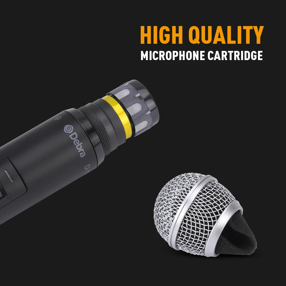 Debra Audio D-120 2Channel with Handheld or Lavalier&Headset Mic UHF Wireless Microphone System with XLR for karaoke sing speech