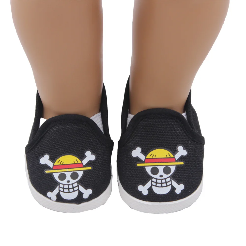 Кукольная обувь Американская Спортивная Тканевая розовые пиратские узоры