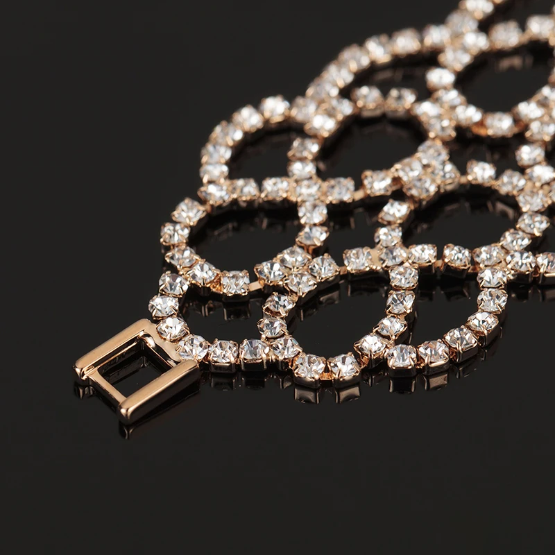 YFJEWE Fashion Full Rhinestone Jewelry Women Factory Price Gold and Silver Color Classic Crystal Pave Link Bracelet Bangle B144 | Украшения