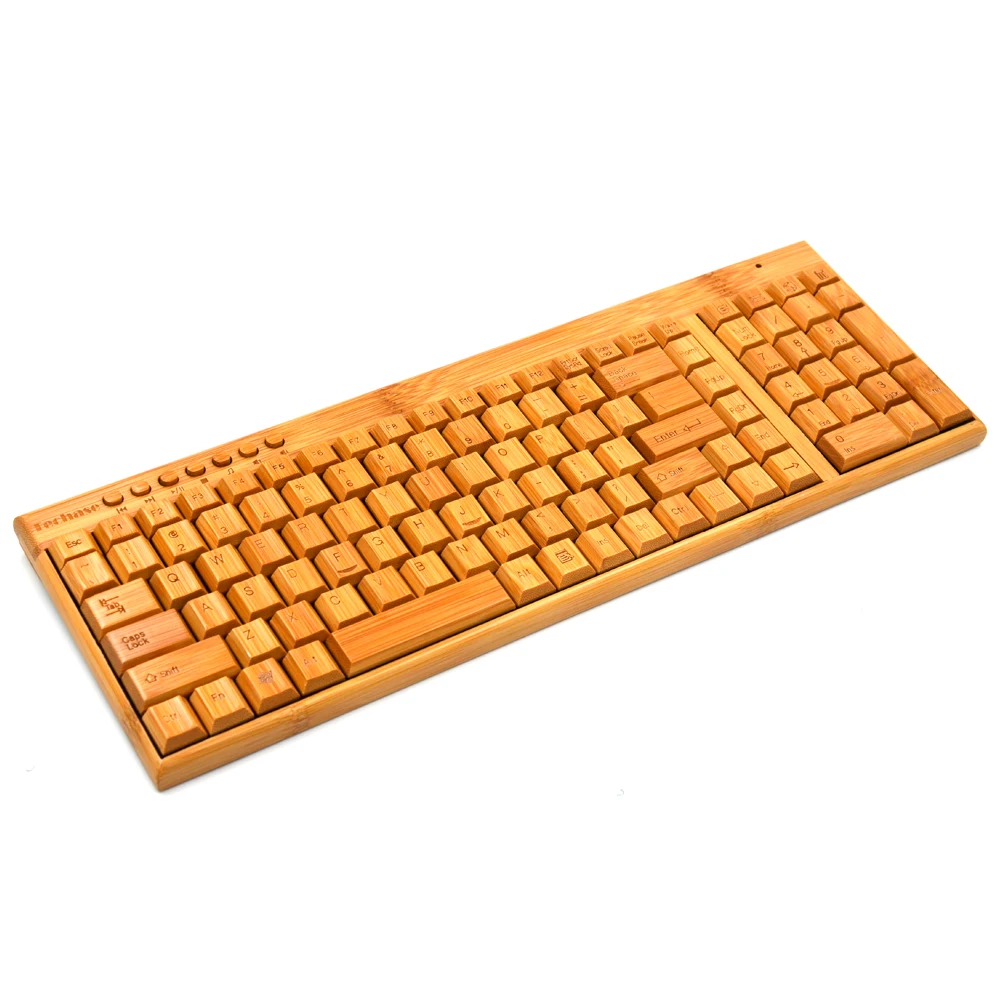 Techase деревянный тонкий Teclado E Мышь сем Беспроводной клавиатуры и Мышь бамбуковый дизайн мини-клавиатура и Мышь комбо для ноутбука