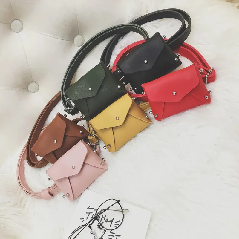 New Children Waist Fanny Bag Packs Colorful Solid PU Leather Casual Kid Baby Girl Boy Money Bags Belt Pack | Багаж и сумки