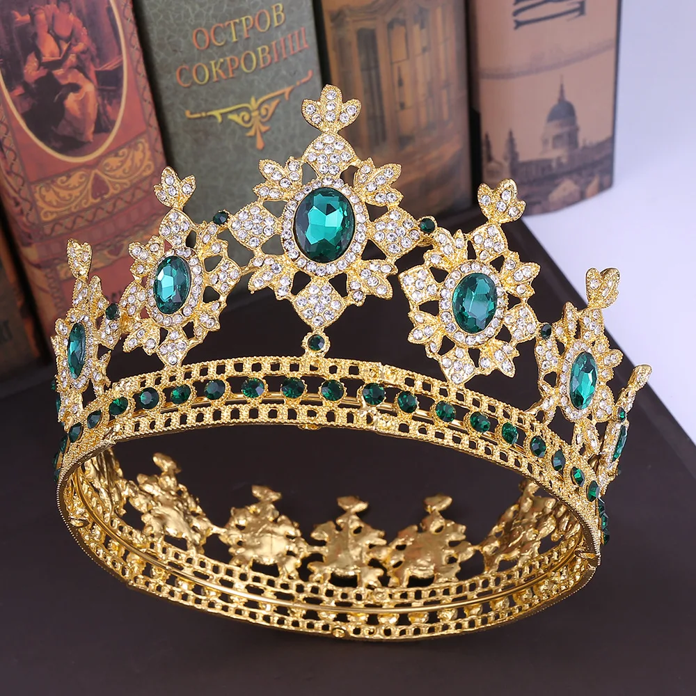 KMVEXO Роскошный Кристалл queen Полный Круглый короны гребешок для волос король горный хрусталь большой диадемы головные уборы принцессы Свадебные украшения подарки