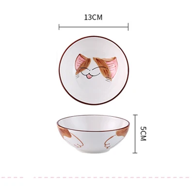 Brown 5 inch bowl Японская и Корейская креативная керамическая тарелка для завтрака и стейка, детская тарелка с фруктами, ручная роспись, блюдо с животными, мультяшная миска, набор посуды - Цвет: Brown 5 inch bowl