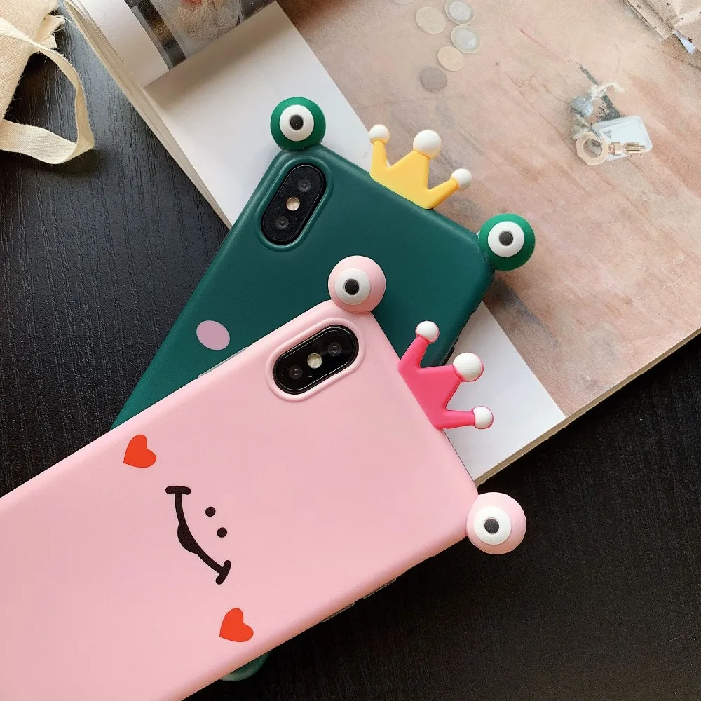 PGSD Чехол для мобильного телефона с милой короной лягушкой iphone XS XR MAX apple 7/8 Plus 6s