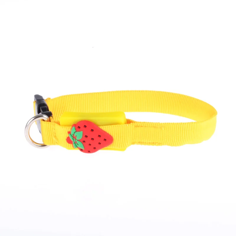 Yellow Светящийся ошейник для собаки, домашних животных, аксессуары для собак, вишневый светодиодный светящийся 28 см светящийся ошейник для собак, колье chien - Цвет: Yellow