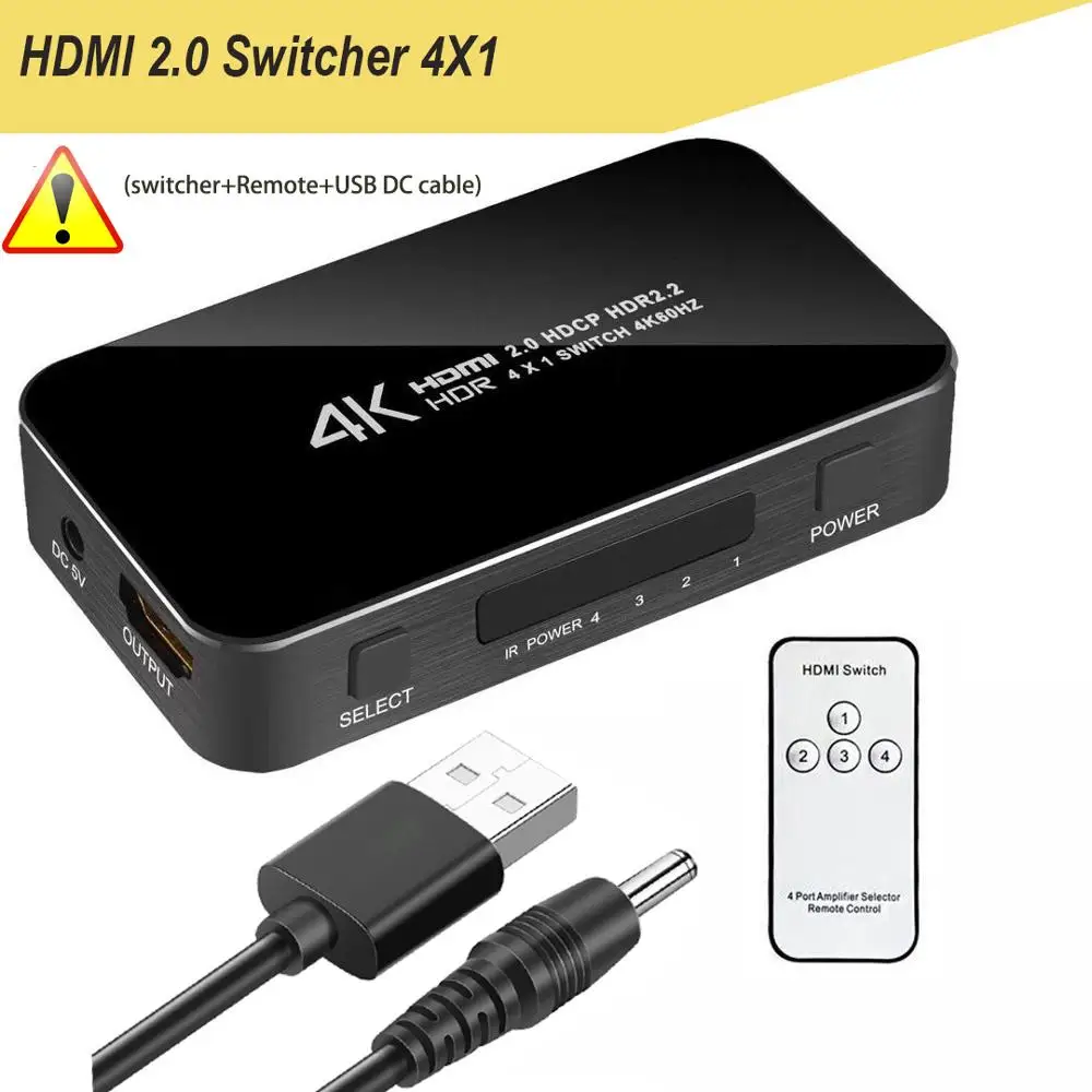 HDMI 2.0 HDMI 4X1 UHD HDMI 2,0 коммутатор 4X1 HDCP 2,2 HDMI KVM 2X1 HDMI 1080P коммутатор 3X1 5X1 HDMI для HDTV DVD PS4 ПК ноутбука STB - Цвет: HDMI 2.0 HDMI 4X1