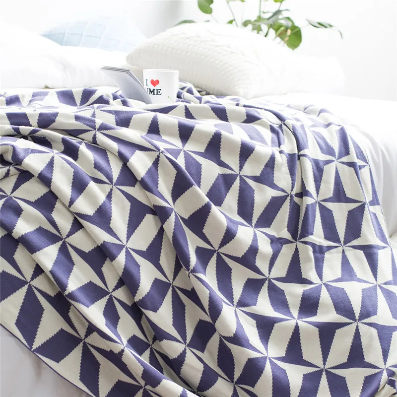 COMFEEL Blanket for Sofa Beds Cotton Knitted Geometric Multifunction Warm Weighted Child Adult Rest Sleep Throw | Дом и сад