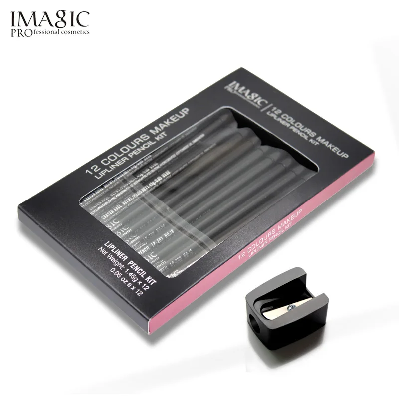 IMAGIC, 12 цветов, ручка для губ, модная, стойкая, влагостойкая, водостойкая, карандаш для губ, Водостойкий карандаш, 1 шт., точилка