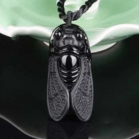 kyszdl obsidian crystal palm fortuna pendant men and women fashion black stone jewelry gift free necklace