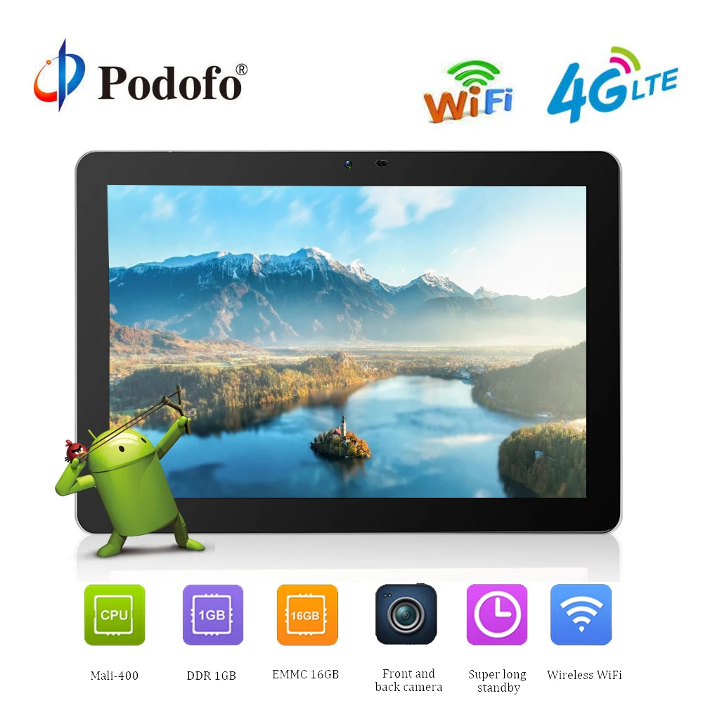 Podofo 10 1 &quot4G Android 7 0 Автомобильный подголовник монитор двойная камера Аудио Видео