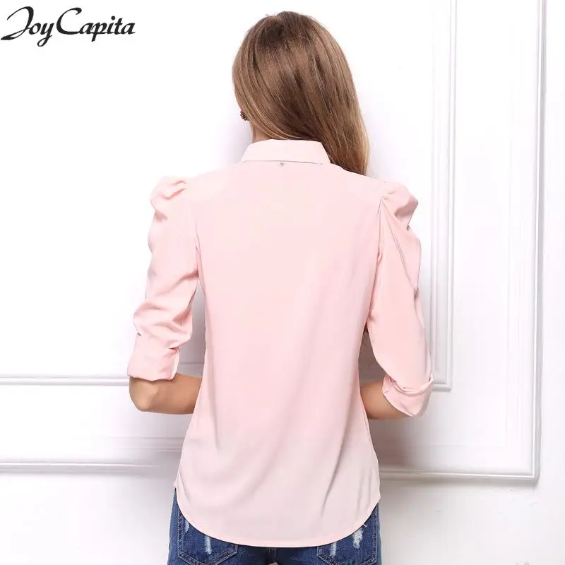 Joy Capita 2017 Blue Chiffon Blouse Casual Plus Size Blouses For Women Solid Short Sleeve Shirt |