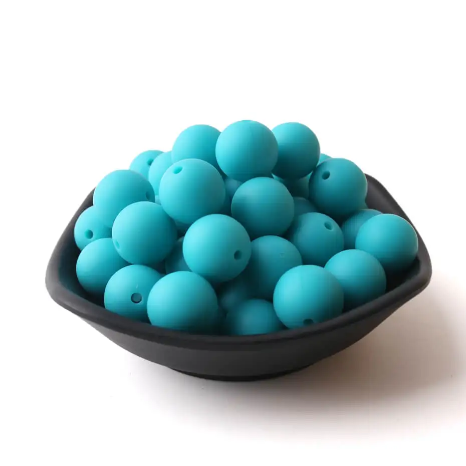 turquoise 20 шт. пищевого качества силиконовые бусины 15 мм жемчужные силиконовые детские игрушки для прорезывания зубов DIY для соски цепочка для прорезывания зубов ожерелье аксессуары - Цвет: turquoise