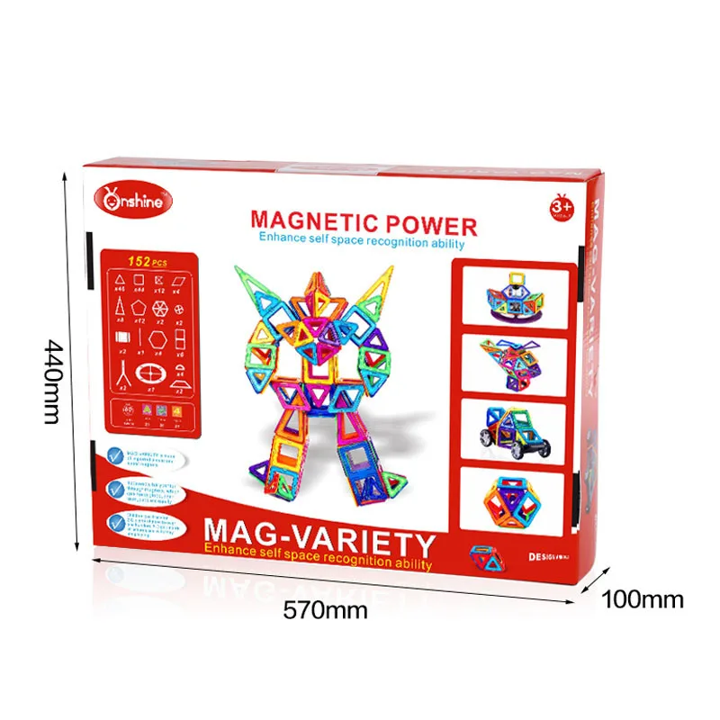 152pcs MAG-VARIETY DIY Plastic Mini Magnetic Building Blocks Construction Model Educational Enlighten Assembly Toys For Children | Игрушки и