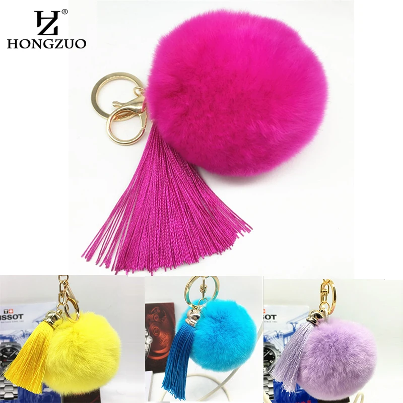 Золотая кисточка Рекс кролик мех мяч брелок пушистый пушистые брелоки для сумки