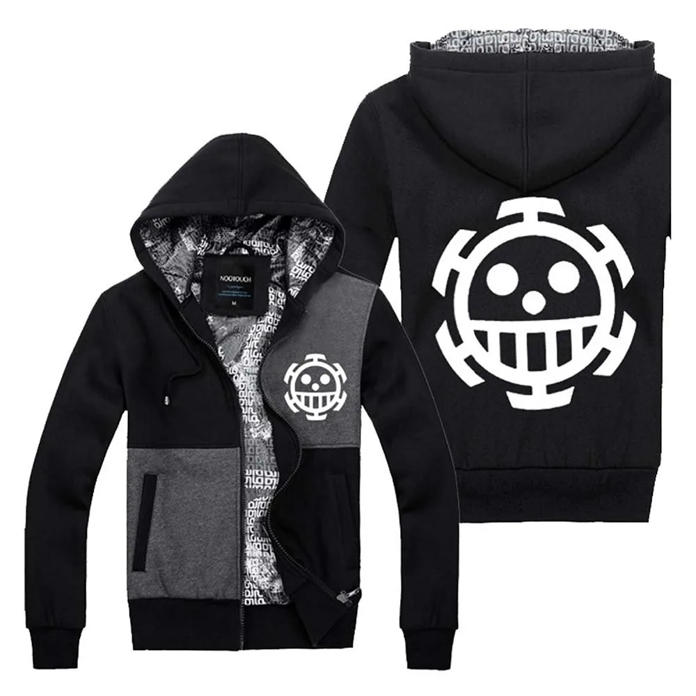 

Anime One Piece Hoodie Monkey D Luffy Sweatshirt 2018 Spring Winter Men Jacket Thick Hip Hop Skull Hoodie