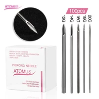 100pcslot mixed sterile 12g 14g 16g 18g 20g disposable medical grade body piercing needle for tool kit for ear nose navel
