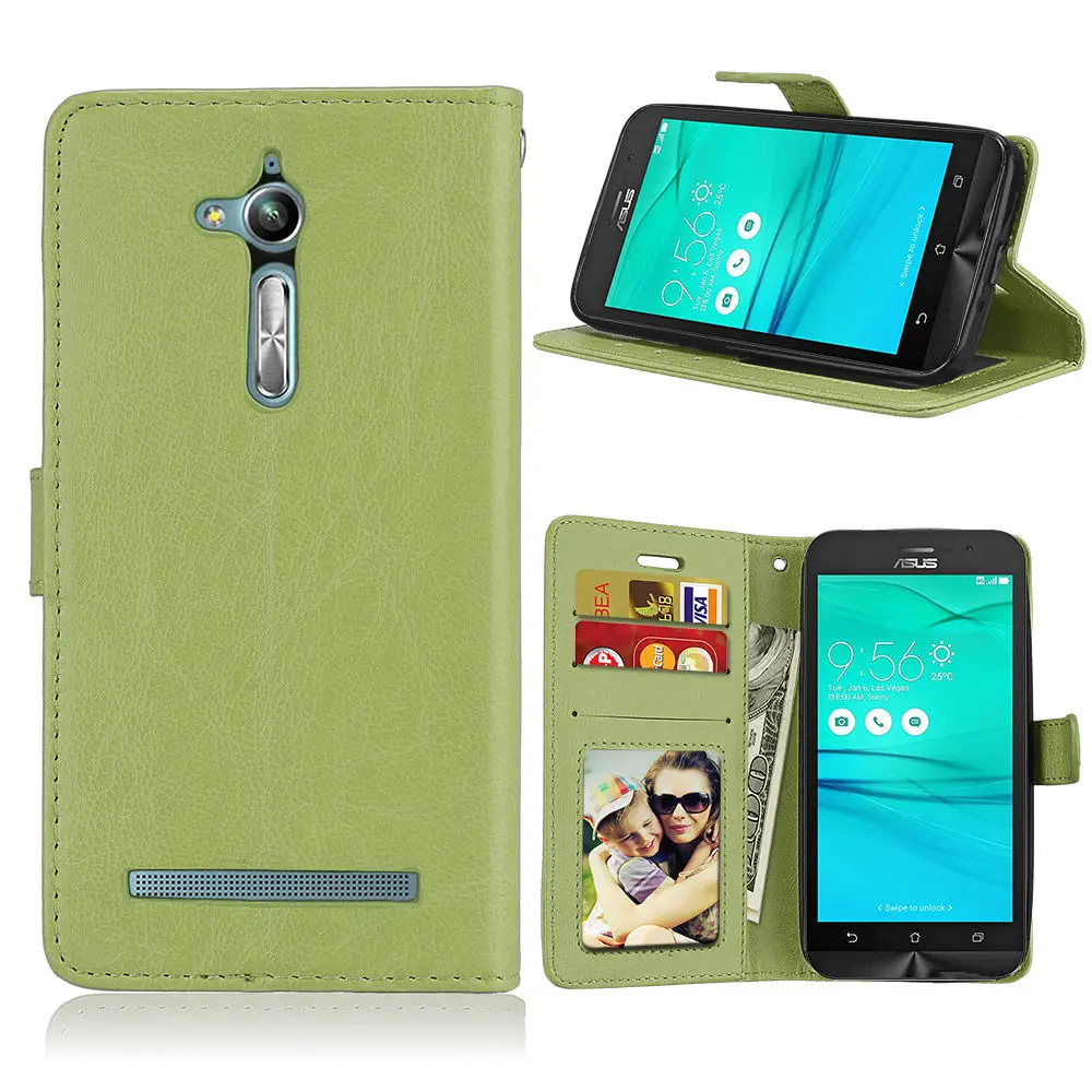 Green Для Asus Zenfone Go ZB500KL ZB500KG чехол из искусственной кожи Роскошный чехол для телефона чехол для Asus Zenfone GO tv ZB500KL ZB500KG чехол s - Цвет: Green
