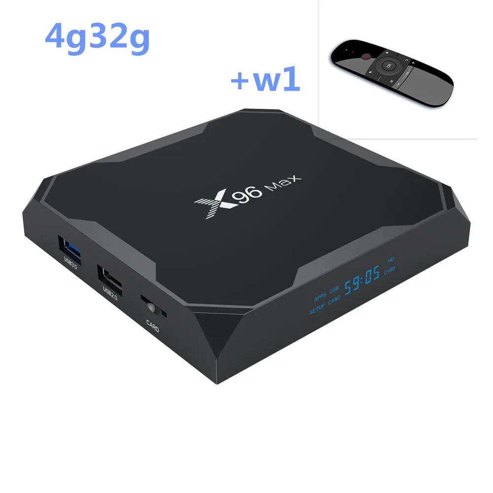 4g32g w1 X96 max Amlogic s905x2 ТВ приставка android 8,1 x96max 2G16G/4G32G/4G64G четырехъядерный ARM 2,4G& 5GHz Wifi BT 1000M 4K ТВ-приставка PK T9 - Цвет: 4g32g w1