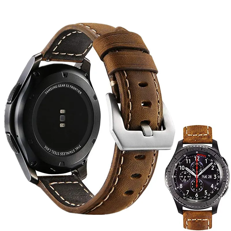 ASHEI 22 мм кожаный ремешок для samsung Шестерни S3 классический/Frontier Galaxy Watch 46mm для девочек; Мини-Юбка Для huawei 2 Классический Huami Amazfit Спорт