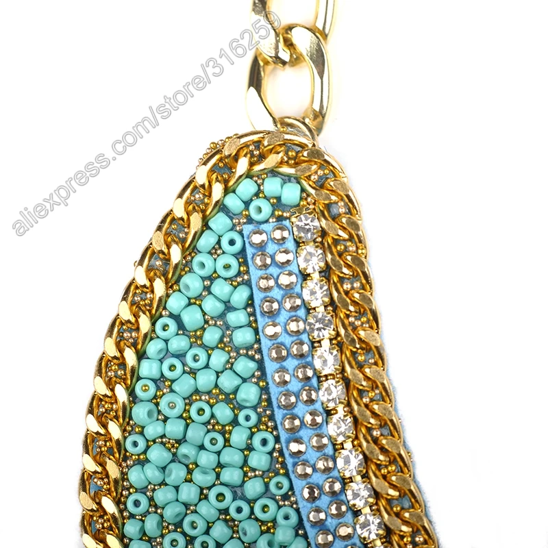 Short Fake Collar Sapphire U-shape Blue Bib Choker Necklaces Women Bohemian Necklace Ethnic Jewelry Vintage Style | Украшения и