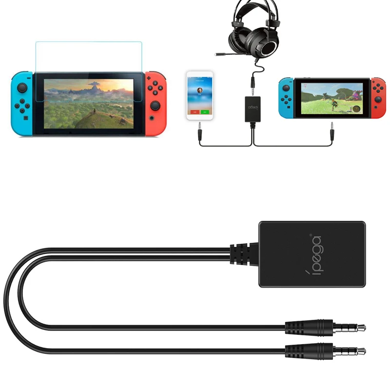 

Игровой аудиоадаптер 3,5 мм для чата, переходник для Nintendo Switch NS Console с закаленной защитной пленкой для экрана