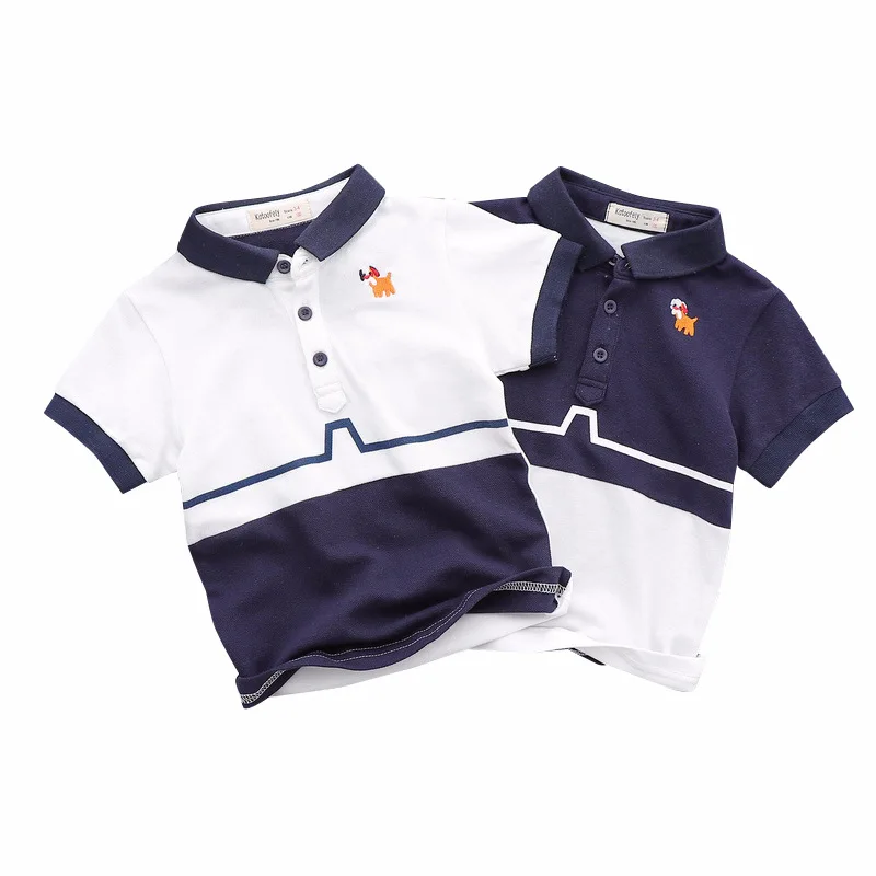 Футболка с короткими рукавами для мальчиков хлопковая поло в стиле пэчворк