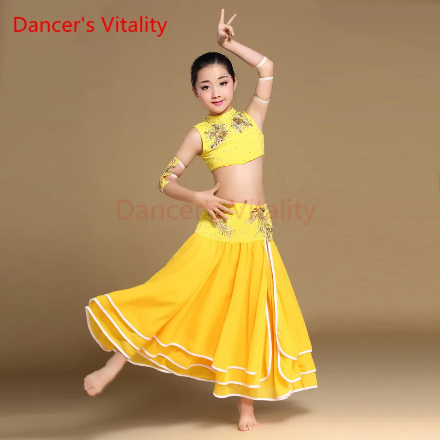 

Dancer's Vitality Two Color Chil ren Orential Belly Dance Clothes 4 Pieces Bollywood Dance Costumes for Girls