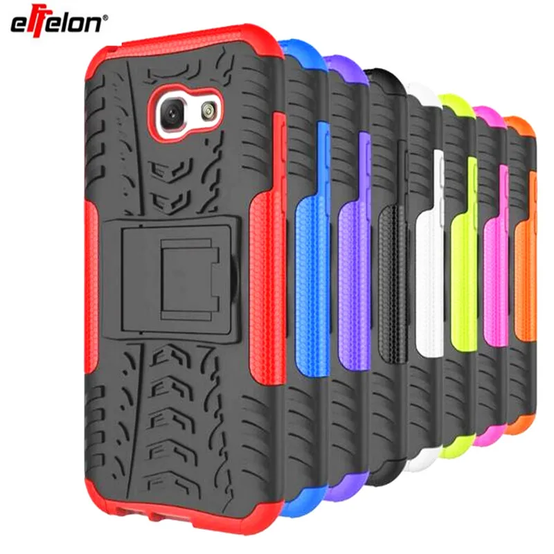 Чехол для Samsung Galaxy A5 2017, мягкий резиновый + жесткий пластиковый, с функцией стойки, защищает телефон.