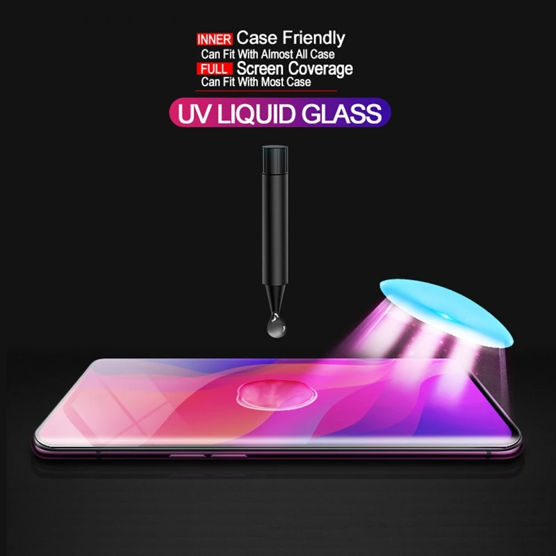 УФ жидкое закаленное стекло для LG V30 V40 G7 ThinQ защитная 3D изогнутая пленка для LG V30 UV клей для LG V40 полное покрытие