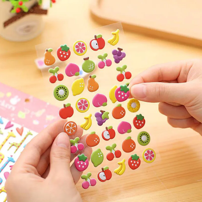 3D Пышное пузырчатые наклейки для непромокаемой ткани DIY детские игрушки для Для детей мальчик девочка день рождения фруктовый торт и супер-Кот платье пинап с изображение