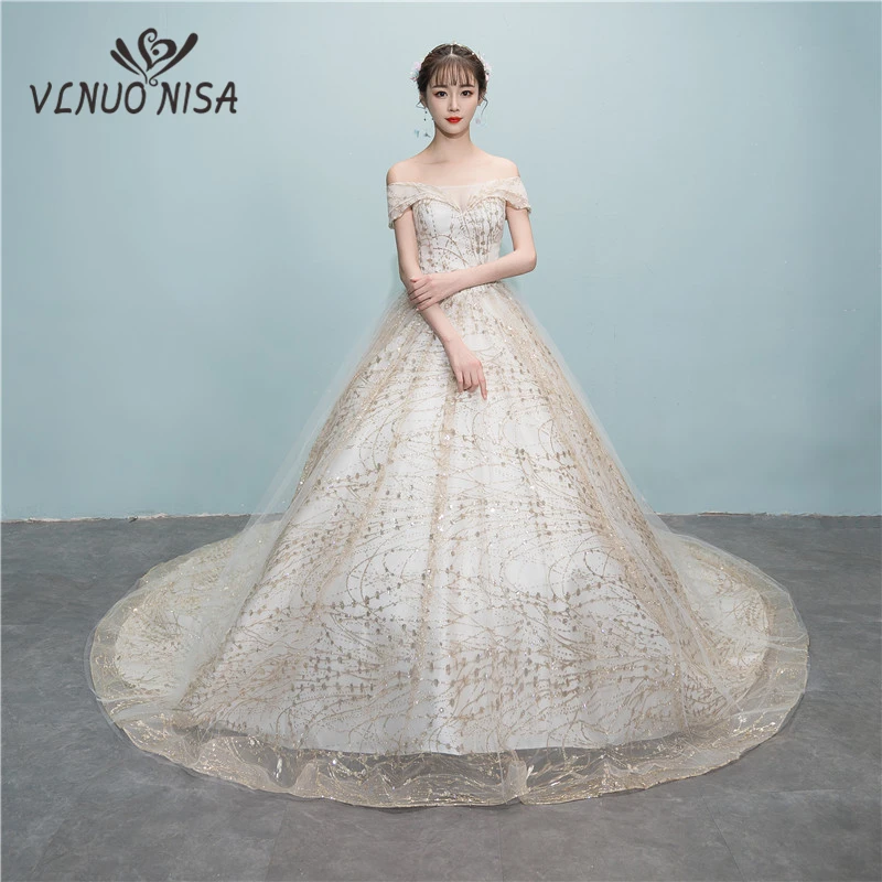 Модные Простые пикантные вырез лодочкой свадебное платье Полный Красочные