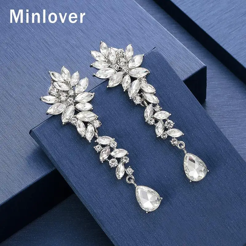 Minlover серебряный цвет конский глаз серьги с бриллиантами для женщин каплевидные