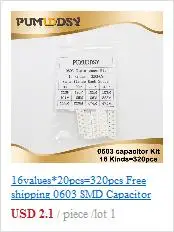 16 значений* 20 шт = 3 20 шт 1206 SMD конденсатор Ассорти Комплект 10pF~ 22 мкФ компонент diy Образцы комплект и