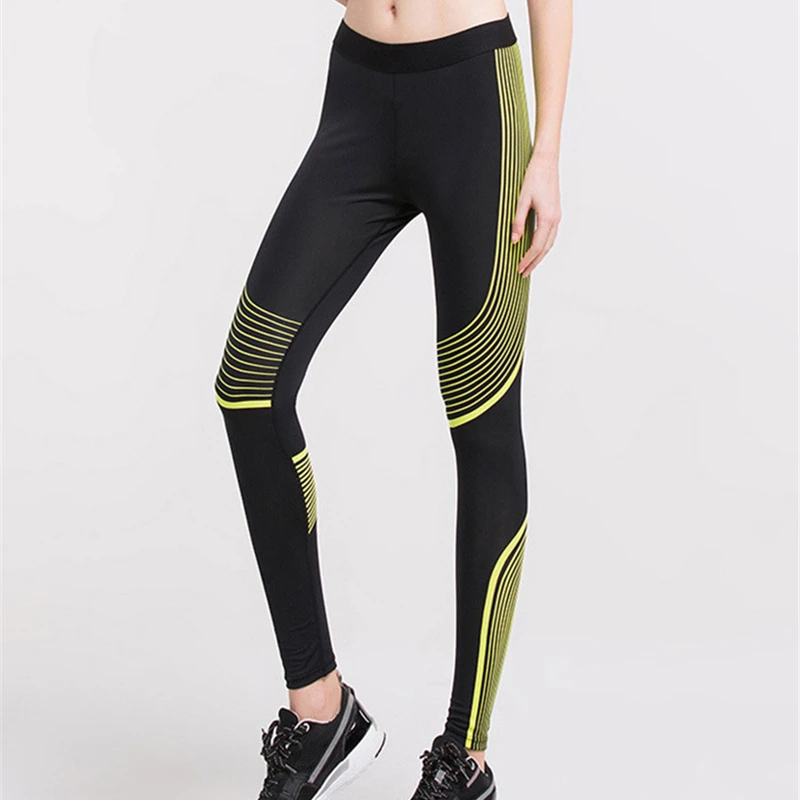 Лидер продаж быстросохнущие Полосатые Леггинсы для йоги женские компрессионные