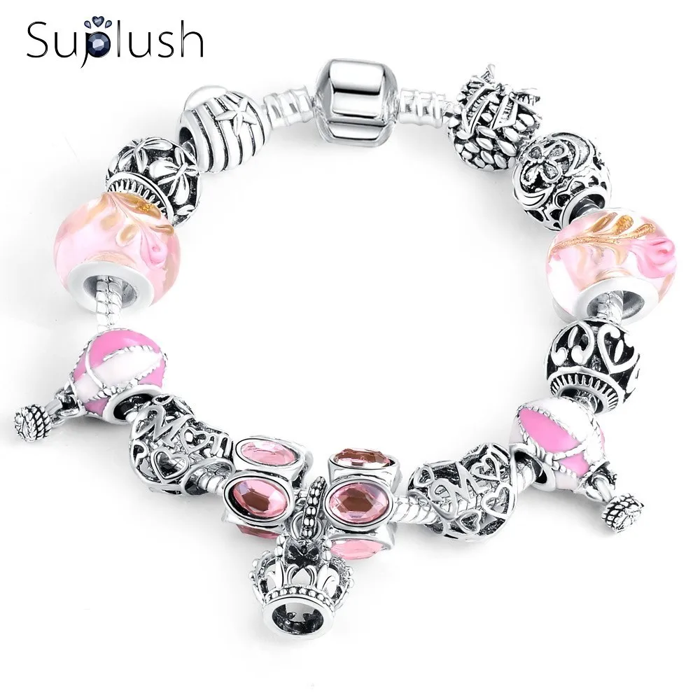 Suplush New Collection Bohemia Bracelets &amp Bangles Multicolor Enamel Flower Beads Bracelet Original Women Authentic Jewelry 211 |