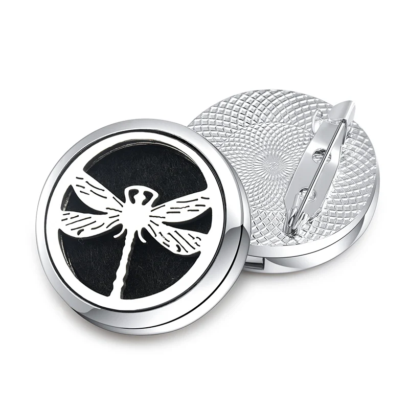

Exquisite Brooch Aroma Diffuser 28mm Dragonfly Stainless Steel Pendant Essential Oil Aromatherapy Perfume Lockets Brooch Jewelry