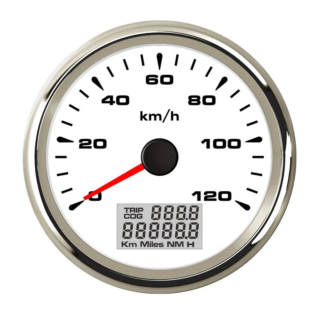 White Silver 120kmh 85 мм Автомобильный морской катер цифровой измеритель скорости с 7 цветами дисплей с подсветкой gps датчик скорости 120км \ ч 200км \ ч подходит 9~ 32 В - Цвет: White Silver 120kmh