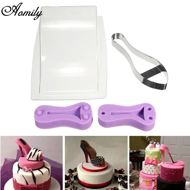 Aomily силиконовые нержавеющая высокий каблук Fondant (сахарная) пресс форма для торта