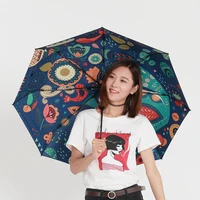 fashion womens umbrella anti uv rain sunshine windproof umbrellas 3 folding mini parasol lady portable girl umbrella gift