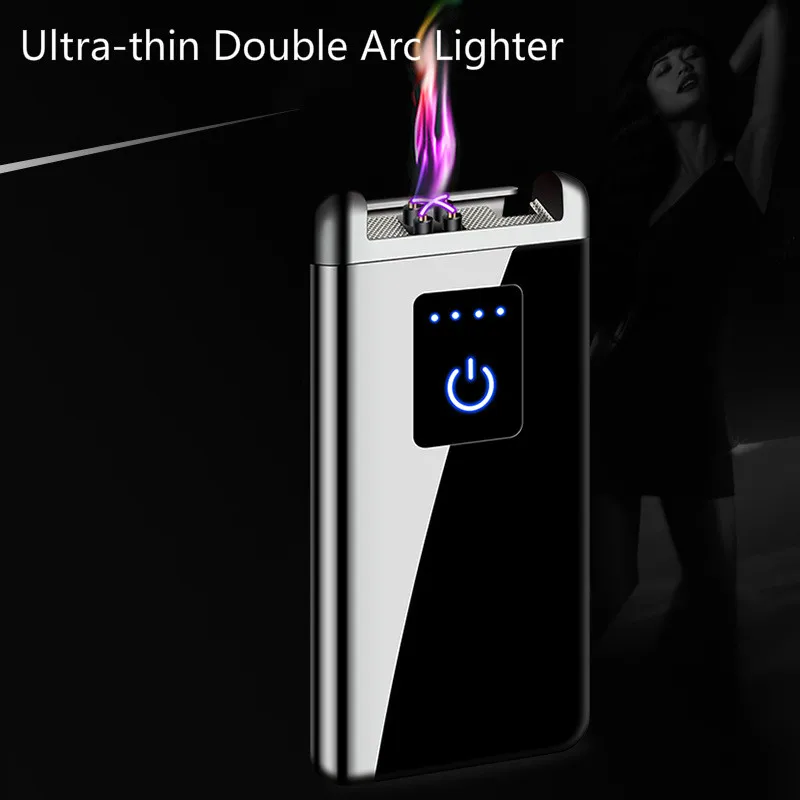Сенсорная Индуктивная зарядная Зажигалка USB ультра-тонкая Двусторонняя сигарета