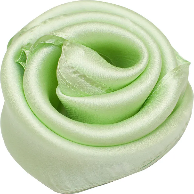 No 13 Light Green Шелковый шарф женский шарф многоцветный шейный платок Одноцветный маленький шарф шелковая бандана платок квадратный шелковый шарф подарок для леди - Цвет: No 13 Light Green