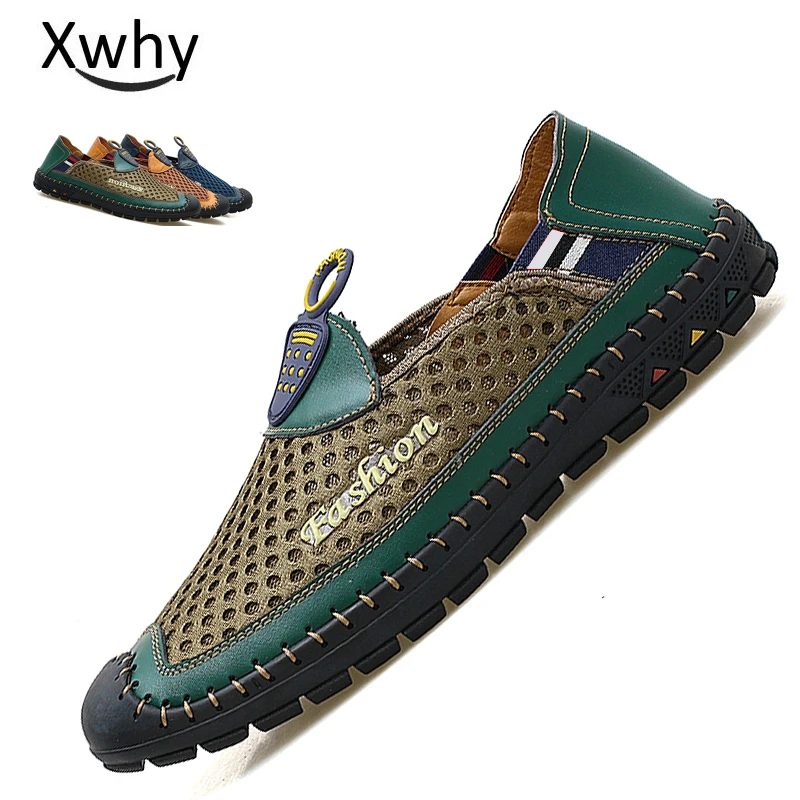 Сезон лето мужская обувь без шнуровки тренировочные кроссовки дышащие сетчатые