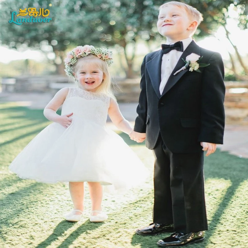 Cheap Lace Ball gown Scoop Flower Girl Dresses Knee length First Communion for Girls Vestido De Festa Free Shipping | Свадьбы и