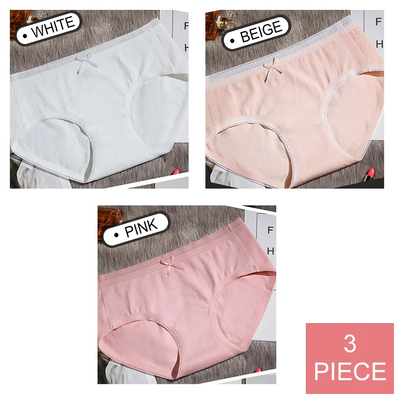 White Pink Beige Perfering хлопковые трусики удобные женские трусы мягкие дышащие трусы женское нижнее белье женские трусики с низкой посадкой M L XL - Цвет: White Pink Beige
