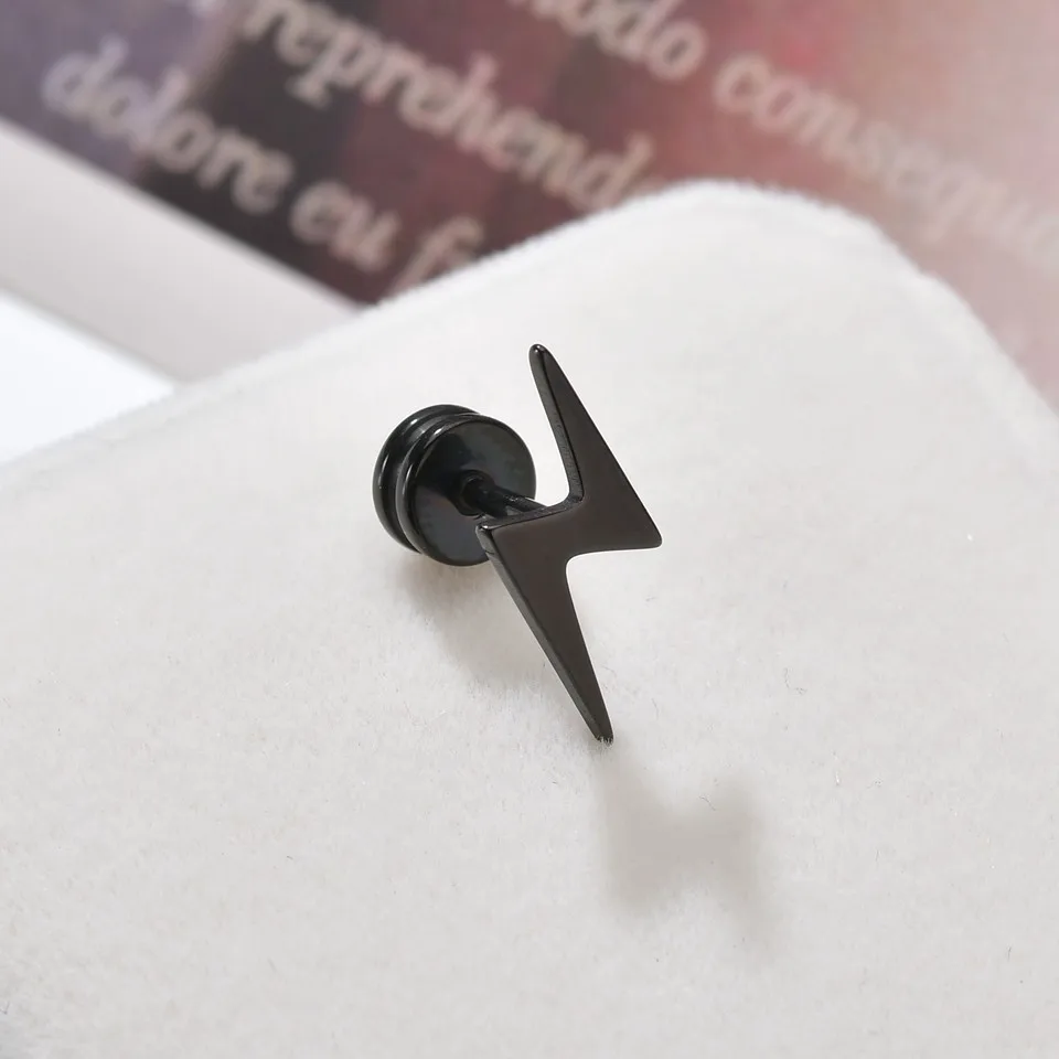 CC1002I Крутые серьги-гвоздики для мужчин из нержавеющей стали, стрелы, звезды в форме молнии, аллергия, золото, серебро, черный цвет, серьги - Окраска металла: CC1002I