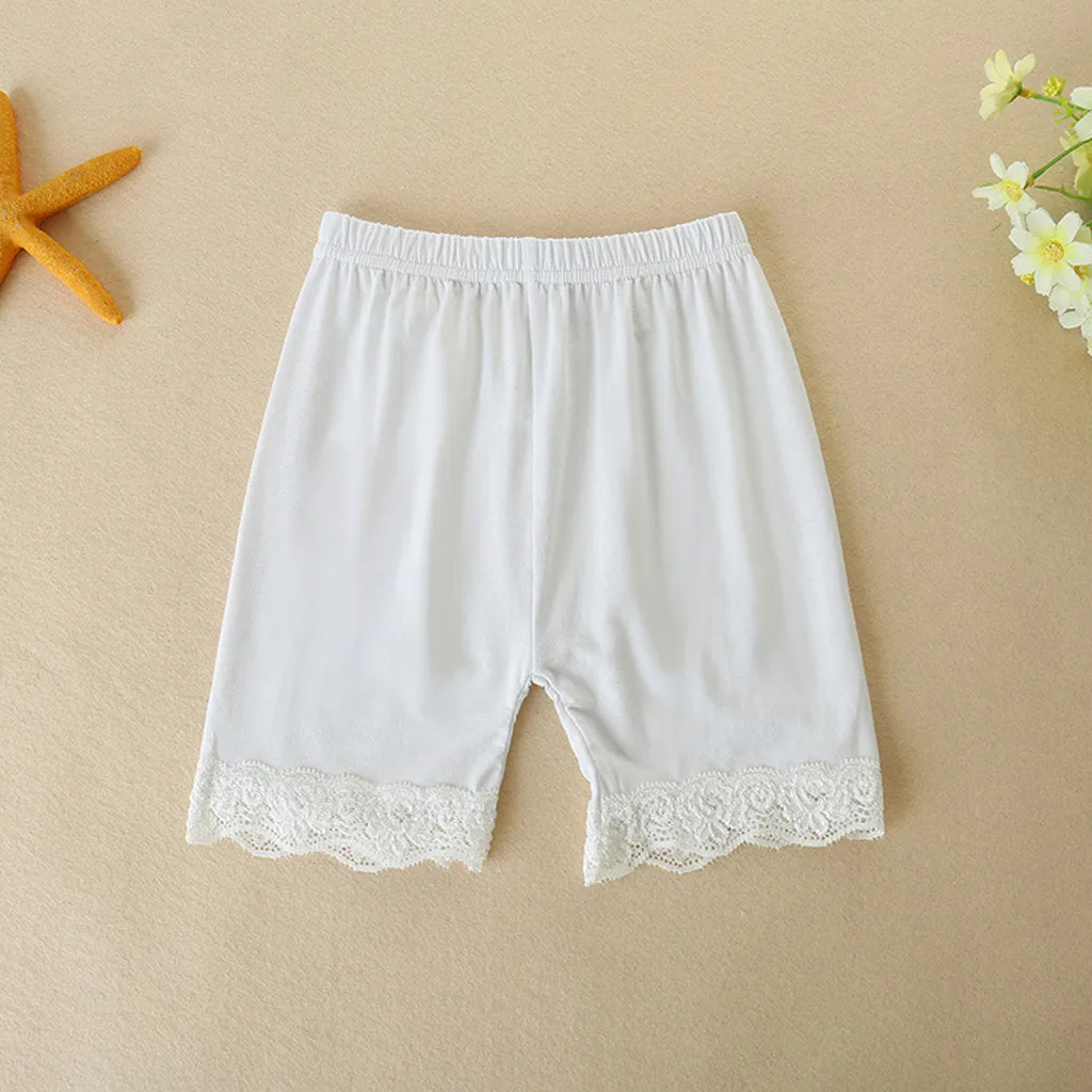 Модные Повседневные однотонные кружевные безопасные шорты для маленьких