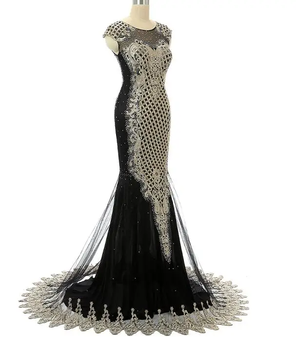 PICTURE COLOR Forevergracedress уникальный роскошный черный платье для выпускного вечера Русалка Sheer Средства ухода за кожей шеи бисером Длинные официальная Вечеринка платье плюс Размеры - Цвет: PICTURE COLOR