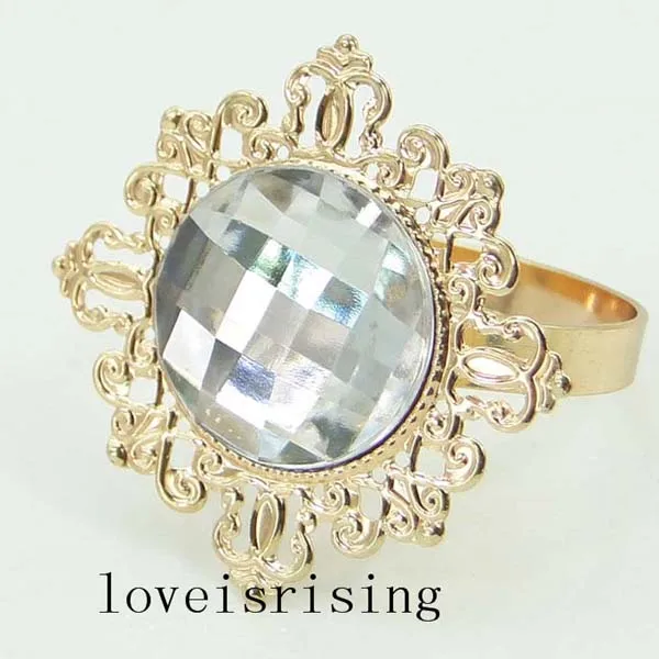 100 шт./лот прозрачные акриловые кольца для салфеток винтажный стиль золотистые