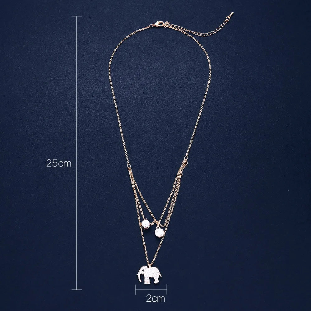 New Design Cute Elephant MultiLayer Crystal Necklace Pendant for Women Gold Silver Color Necklaces Jewelry Choker Collier bijoux | Украшения