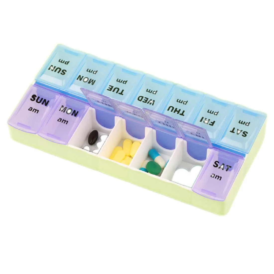 7 дней в неделю Прозрачный 14 отсека Tablet Pill Box держатель чехол с зажимом крышками